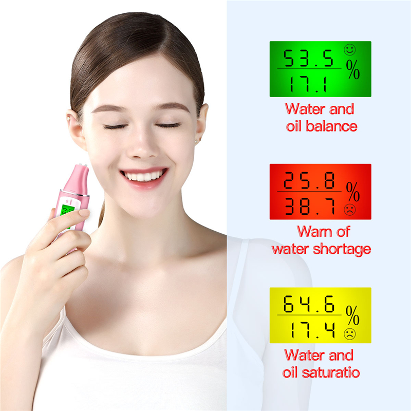 Women Digital LCD Display Face Skin Tester Moisture Oil Content Facial Skin Analyzer Detection Skin Condition Monitor Hydrating