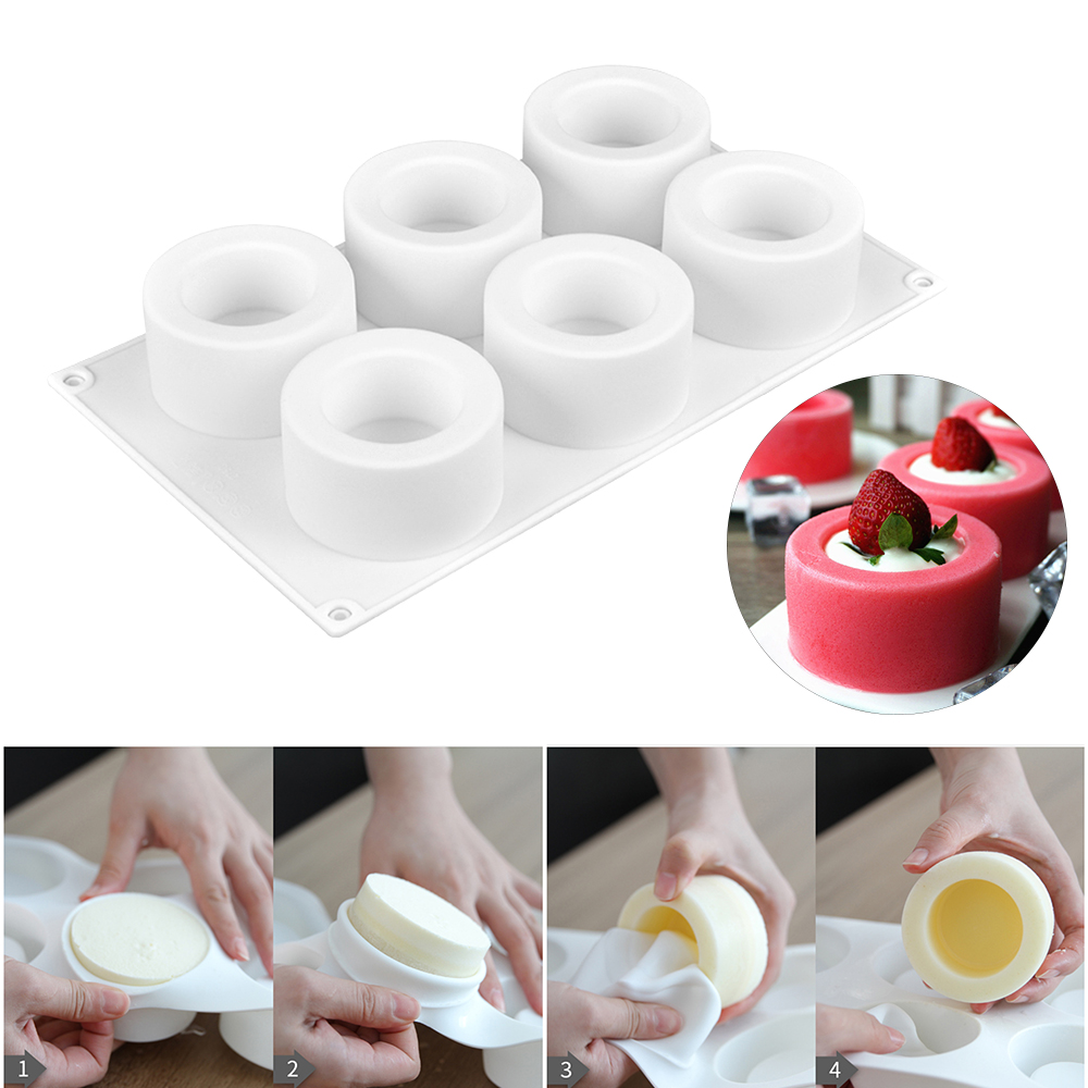 3D Silicone Mousse Mold 6 Holes Pudding Cupcake Art Cake Mould Baking Pastry Chocolate Mold Cake Decorating Tools