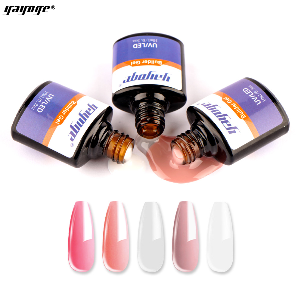 Yayoge Nail Extension Gel Pink White Clear Poly Builder Gel In a Bottle For Nails Finger Extensions Form Tips Manicure Nail Art