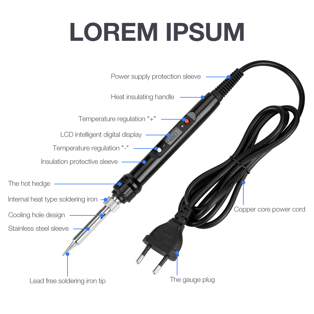 80w Soldering Iron Handheld Digital Multimeter Kit Adjustable Temperature Solder Tips 110v/220v Soldering Welding Repair Tool