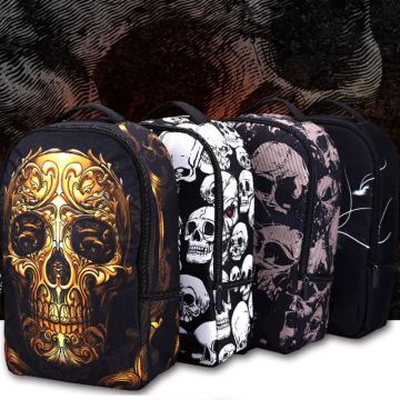 THINKTHENDO Skull School Backpack 22L Bag High Middle Bookbag for Men Women Boys Girls