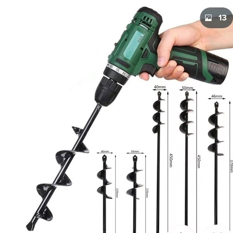 1pc Garden Drill Bit Steel Material Short Stem Plants Flower Seed Planting Ground Hole Making Twist Auger Earth Drill Bits Tool