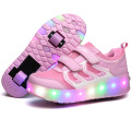 2020 Orange USB Charging Fashion Girls Boys LED Light Roller Skate Shoes For Children Kids Sneakers With Wheels Two wheels