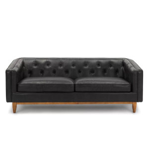 Alcott Oxford Black Leather Sofa