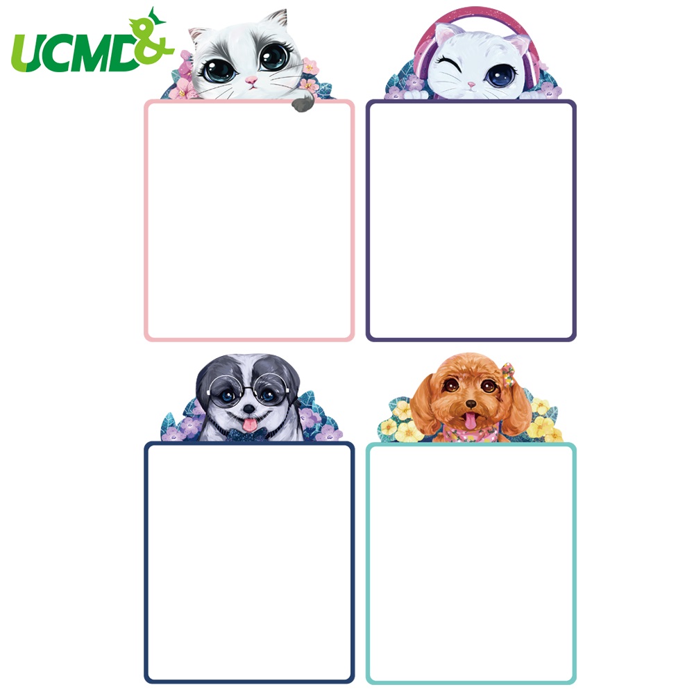 4pcs/set Cartoon A5 Magnetic Whiteboard Fridge Stickers Erasable Drawing Writing Daily Planner Menu Shopping List Message Board