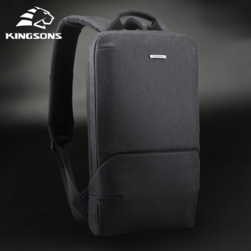 Kingsons New Thin Laptop Backpacks 15'' Men Women Backpack Office Work Business Bag Unisex Gray Ultralight Schoolbag With USB