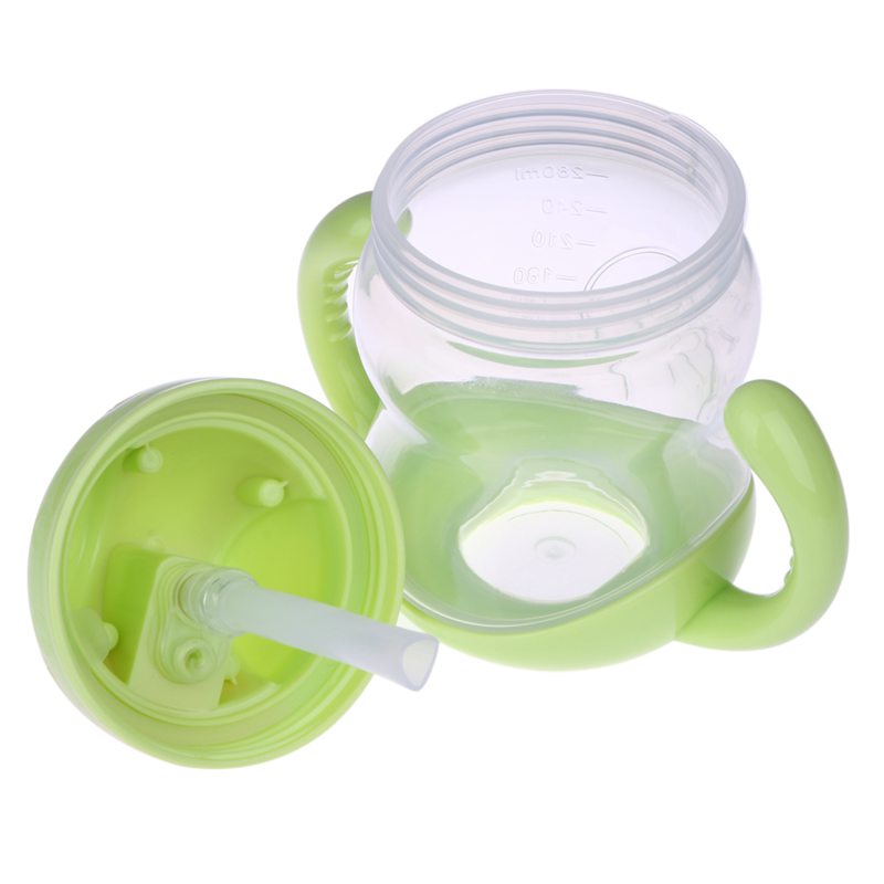 1Pc Double Handle Baby Trainer Cup 280ml Newborn Baby Milk Bottle Straw Type Cup Kids Children Baby Feeding Drinking Water Cup