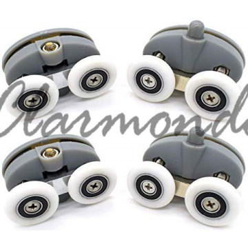 4pcs Double Shower Door Bottom ROLLERS /Runners /Wheels 25mm/23MM wheel distance 30mm