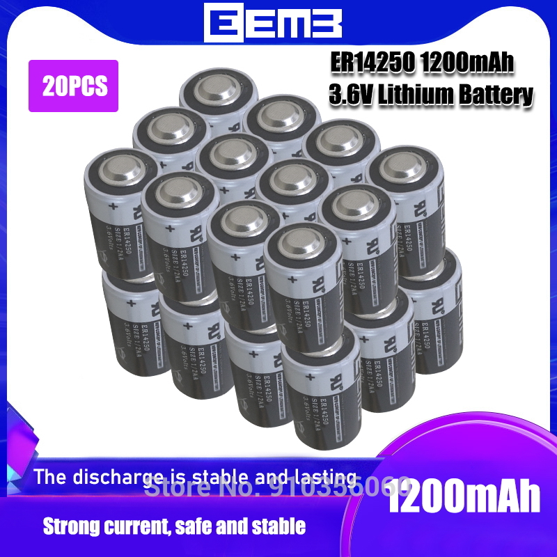 20PCS ER14250 ER 14250 CR14250 SL14250 1/2AA 3.6V 1200mAh PLC industrial lithium battery primary battery for camera