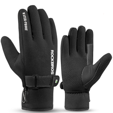 RockBros -30 Degree Windproof Winter Fleece Thermal Ski Gloves Long Full Finger Cycling Gloves Motorcycle Bicycle Gloves