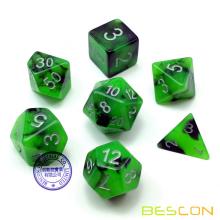 Bescon Two-Tone Glow-in-the-Dark Polyhedral Dice Set SPOOKY ROCKS, Luminous RPG Dice Set d4 d6 d8 d10 d12 d20 d% Brick Box Pack