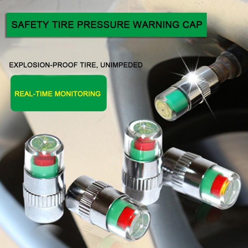 4pcs/Lot Tire Pressure Monitor Pressure Gauge Cap Sensor Indicator Alert Monitoring Tools Kit Cap Tire Pressure Gauge TXTB1