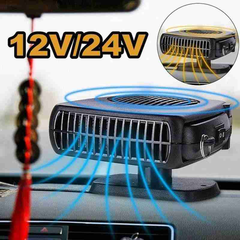 Portable Auto Car Heater Defroster Demister 12/24V Electric Heater Windshield 360 Degree Rotation Heating Cooling Fan