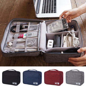 Travel Storage Bags Nylon Electronics Accessories Organizer Travel Storage Hand Bag Cable USB Drive Case Bag