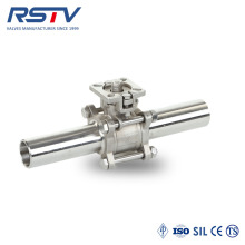 3PC long welding ball valve with ISO5211 mounting pad