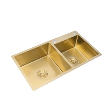 Large Gold Kitchen Sinks Above Counter Manual 304 Stainless Steel 2 Bowls Kitchen Sink Single Bowl Kitchen Sink Gold Drain