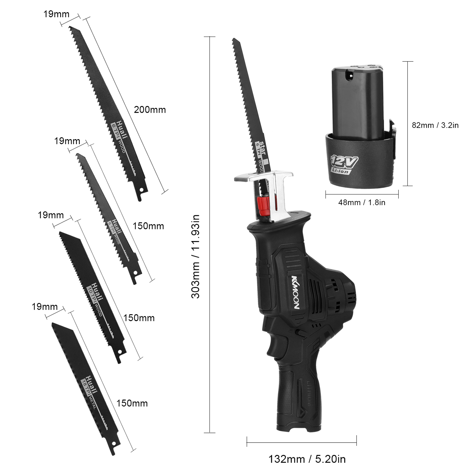 12V Portable Multifunctional Reciprocating Saws Outdoor Saber Saw Electric Power Tools for Cutting Wood Iron Sheet Plastics