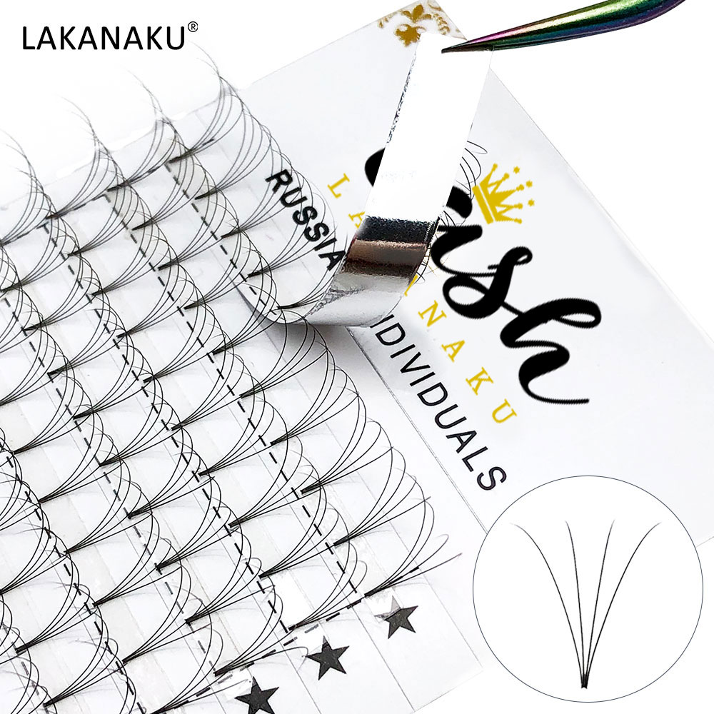 LAKANAKU Premade Fans Eyelashes Short Root 3D/4D/5D/6D/10D Russian Volume Extensions Faux Mink Lash Extension Makeup Soft