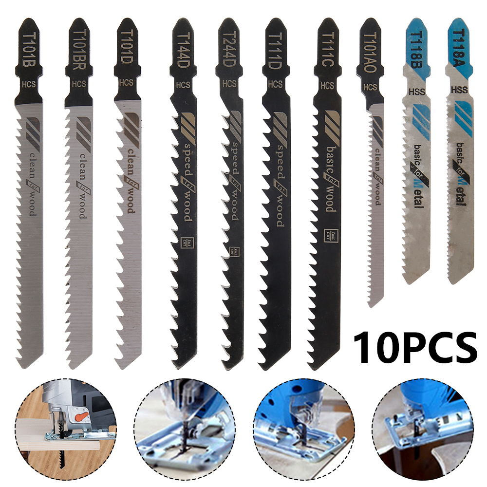 10PCS Jigsaw Blades Wood Cutter Saw Blade T144D T244D T101B T101D T101BR T111C T127D Cutting Tool Kits for Wood Plastic