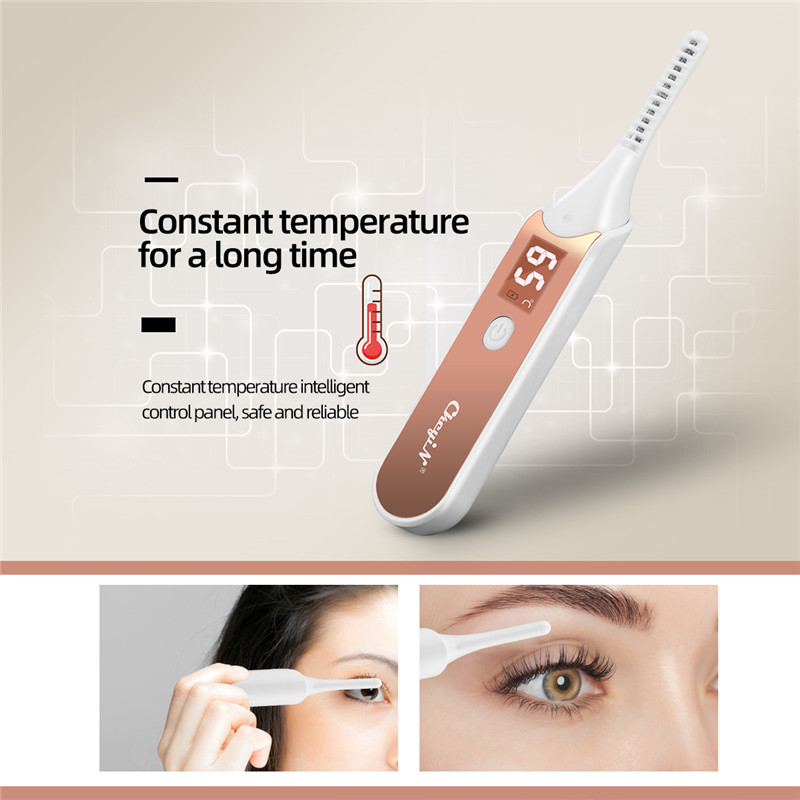 Electric Heated Eyelash Curler LCD Display Eyelash Curler Make up Long Lasting Eyelash Natural Curling USB Rechargeable