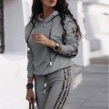 Autumn Winter Tracksuit Women Two Piece Set Hooded PU Long Sleeve Sweatshirt Top and Pants Leisure Sports Suit Casual Outfits
