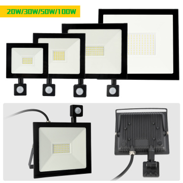 Led Flood Light 20W 30W 50W 100W AC220V PIR Motion Sensor Adjustable Wall Lamp Waterproof Outdoor Searching Lamp Spotlight
