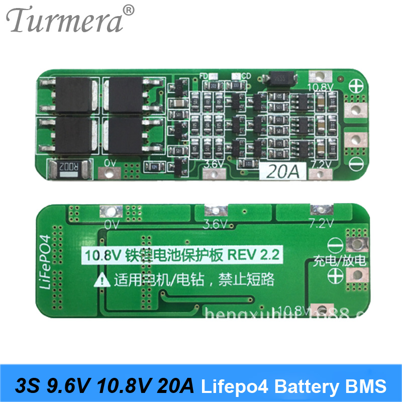 3S 40A 20A 9.6V 10.8V 32650 32700 LiFePO4 BMS lithium iron battery protection board with equalization start drill