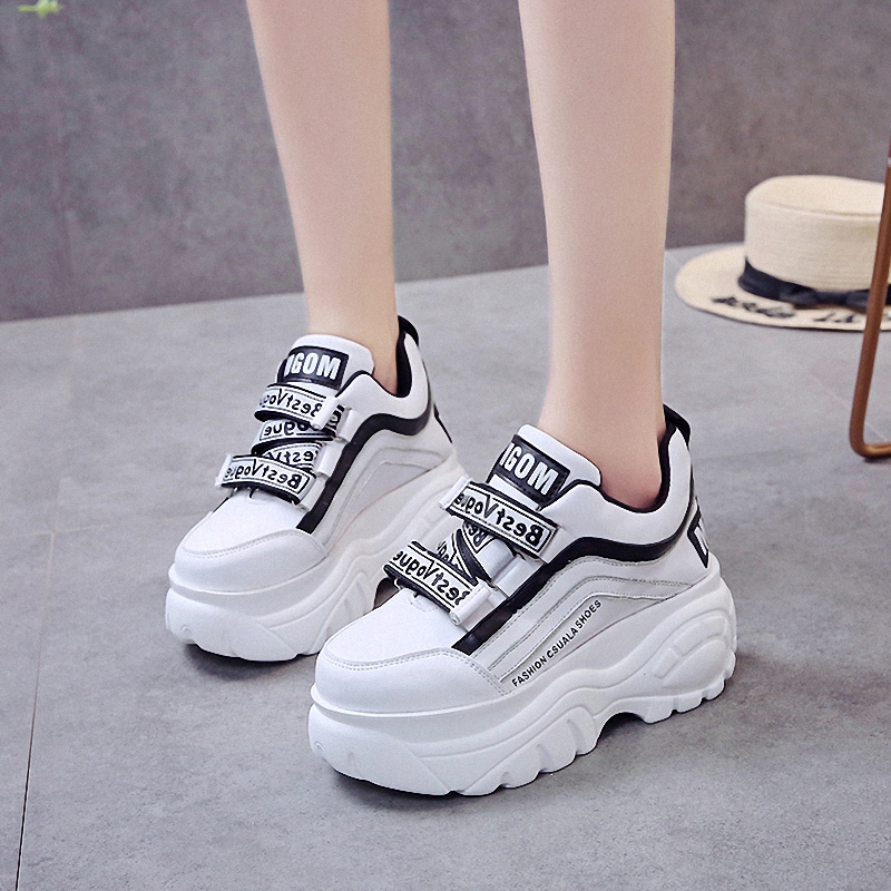 Thick Sole Running Shoes for Women Purple White Sport Shoes Jogging Walking Sneakers 7 CM Height Increasing Black Chunky Shoes