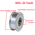 Aluminum Alloy 20 Teeth MXL Timing Idler Pulley 3/4/5mm Bore 7/11mm Width Bearing Pulley With/Without Teeth