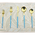 20Pcs Colorful Flatware Set Gold Cutlery Set Dessert Fork Spoon 304 Stainless Steel Dinnerware Set Mirror Kitchen Tableware Set