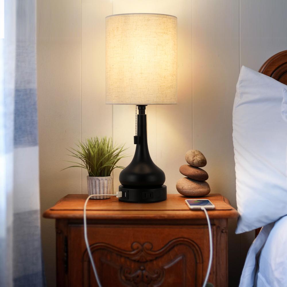 Delicate Desk Lamp Nightstand Lamp with Fabric Shade