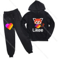 Russia Video Likee Casual Clothing Sets Full Sleeves Hoodie Pants Likee Video App Boys Girls Suit Children Kids Clothing