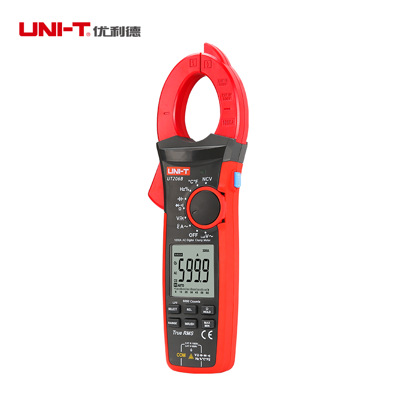 UNI-T UT206B / UT207B / UT208B 1000A True RMS Digital Clamp Meter; intelligent electrician digital display universal meter