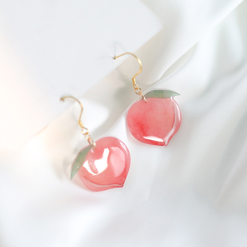 Super Lovely New Design Pink Juicy Peach Acrylic Drop Earrings Big Exaggerated Cool Cute Earrings For Women