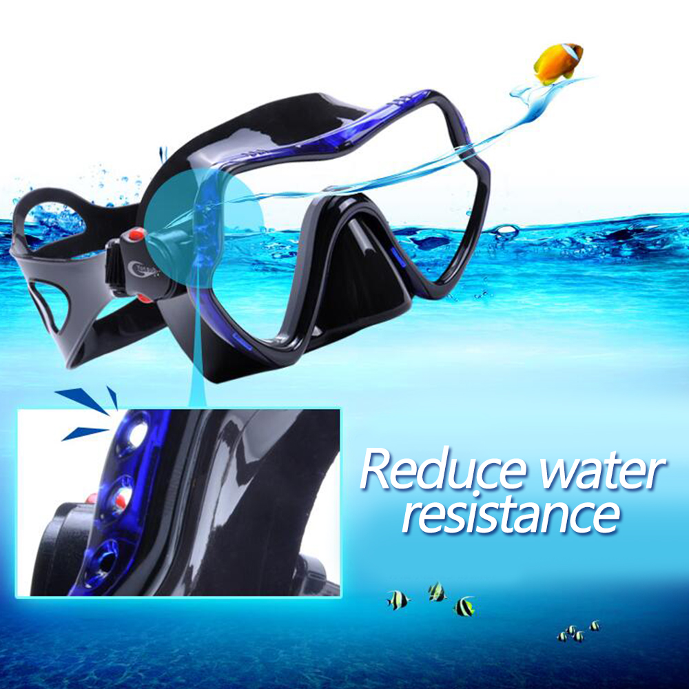 YFXcreate Professional Anti-Fog Scuba Diving Goggles Mask / Easy Breath Tube Snorkel / 2 Sizes Fins with Adjustable Heel