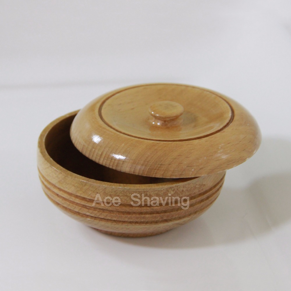 Beech Wood Shaving Mug Cup With A Lid Foam Bowl Bathroom Barber Beard Grooming Tool