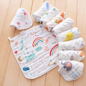 5pcs 30*30cm combed cotton muslin baby handkerchief cartoon feed saliva infant nursing face towel soft hand wipe muslin wash clo