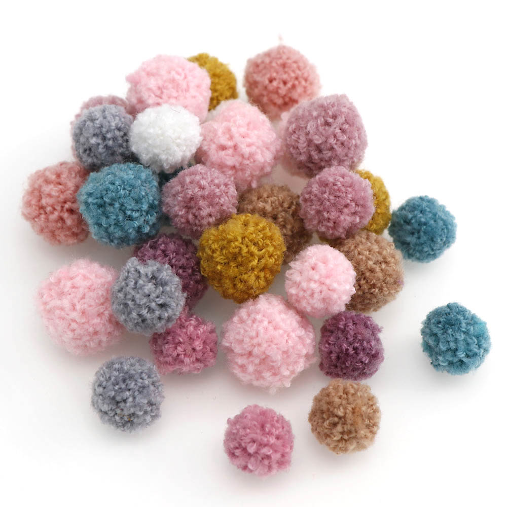 50PCS Korean Screen Lace Balls Pom Pom Plush Balls15mm/20mm MINI Fringe Knitted Fabric Handmade DIY Craft Headwear Wedding Deco