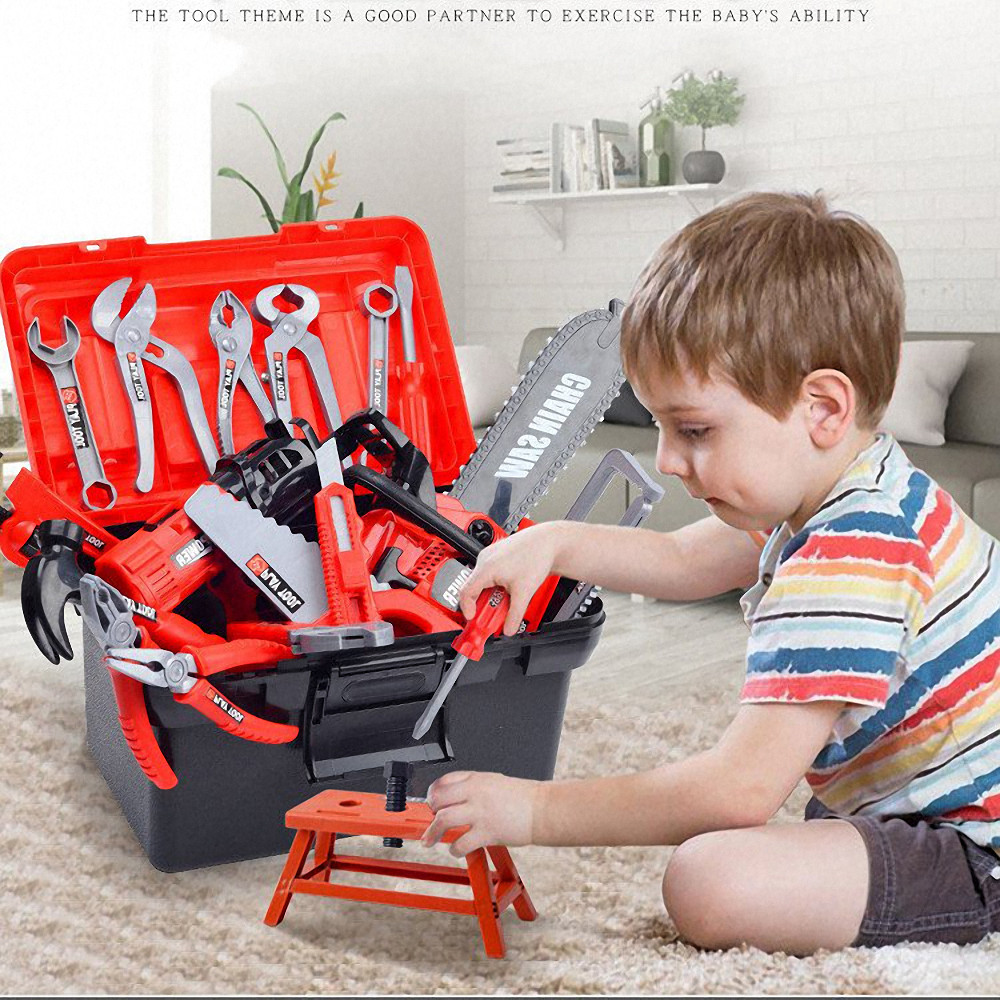Kids Toolbox Kit Educational Toys Simulation Repair Tools Toys Drill Plastic Game Learning Engineering Puzzle Toys For Boy