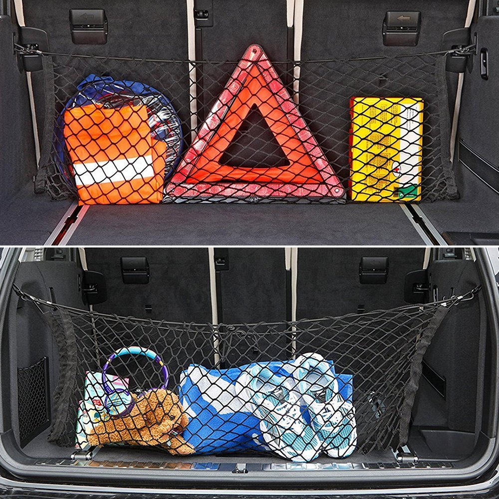 Adjustable 90*40 CM Universal Envelope Car Trunk Luggage Storage Cargo Net - Universal Stretchable Truck Net with 4 Hooks