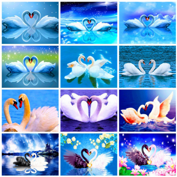HUACAN Diy Diamond Painting Lovers Swans Pictures Of Rhinestones Diamond Embroidery Cross Stitch Animal Mosaic Sale Home Decor