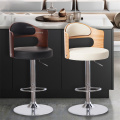 Solid Wood Bar Stools for Kitchen Restaurant Bar Chairs Modern Simple Household Lift Swivel Chair Hotel High-foot Backrest Chair