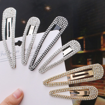 Golden Metal Hairpin Diamond Drip Fashion Concise Geometry Rhinestone Pince Cheveux Hair Clips for Women with Crystal Rhinestone