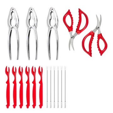Crab Crackers and Tools,17 Pcs Seafood Tools Set Includes Lobster Shellers, Crab Leg Forks and Seafood Scissors