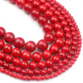 4/6/8/10/12mm Natural Gem Stone Red Howlite Turquoises Stone Beads Round Loose Beads For Jewelry Making Bracelet 15''