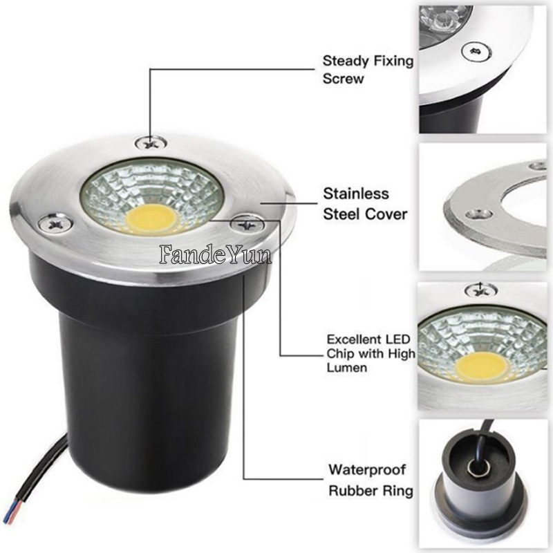 LED In-ground Light 3W 5W 10W 12W 15W 18W COB Buried Lights Waterproof Outdoor Recessed Spot Ground Lamp Underground Floor Lamps