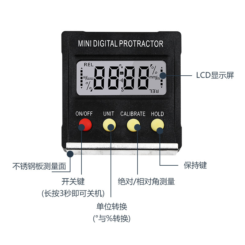 Mini Digital Protractor Inclinometer Electronic Level Box Magnetic Base Measuring Tools 90 degrees Gauge Ruler
