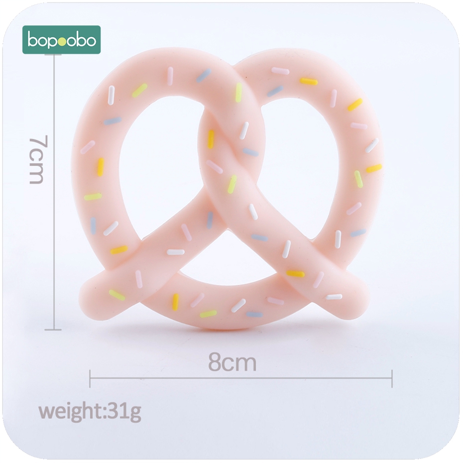 Bopoobo 1pc Lovely Silicone Pretzel Teether DIY Bread Stick Teething Pendant Nursing Necklace Pendant BPA Free Baby Teether