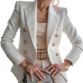 Top Quality New Fashion 2020 Designer Blazer Jacket Women's Double Breasted Metal Buttons Blazer Outerwear Office Lady coat D30