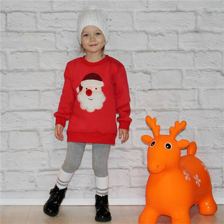 2019 Winter Merry Family Matching Outfits Christmas Sweater Cute Deer Children Clothing Kid T-shirt Add Wool Warm Family Clothes